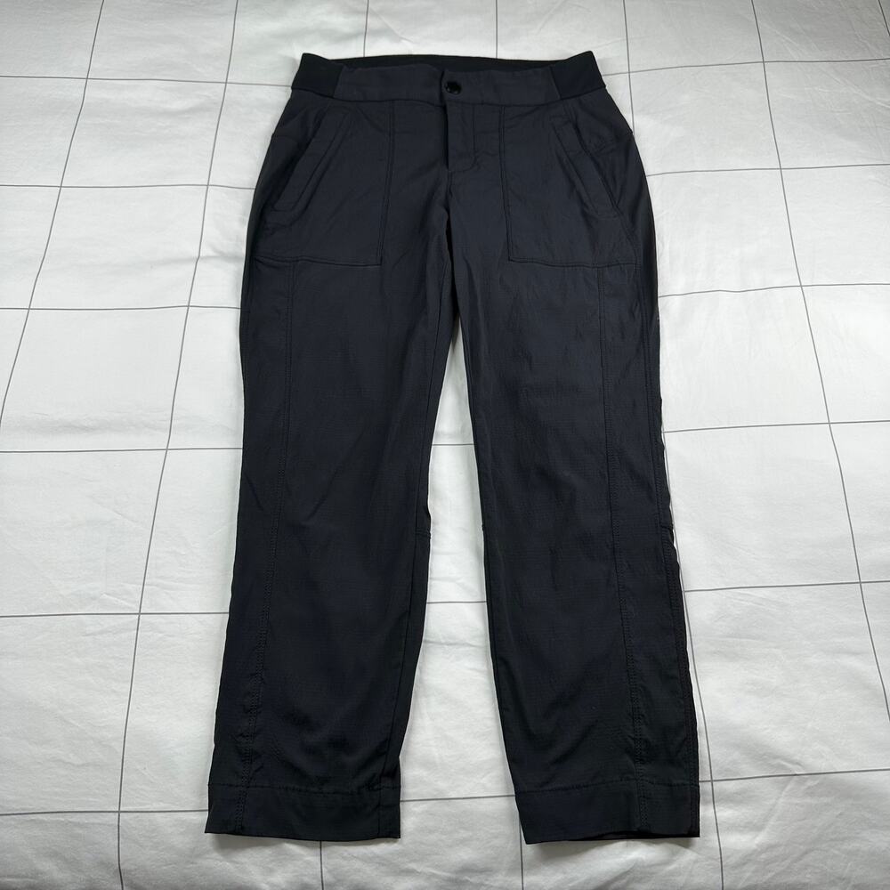 Athleta Pants Womens 2 Black Trekkie Cropped Ripstop Hiking Travel Nylon Stretch